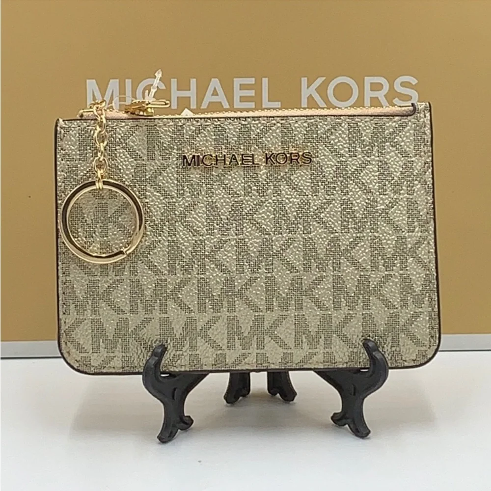 MICHAEL KORS SMALL TOP ZIP COINPOUCH WITH ID Pale gold COLOR